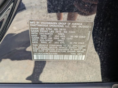 2022 Volkswagen Atlas 3.6L V6 SE w/Technology