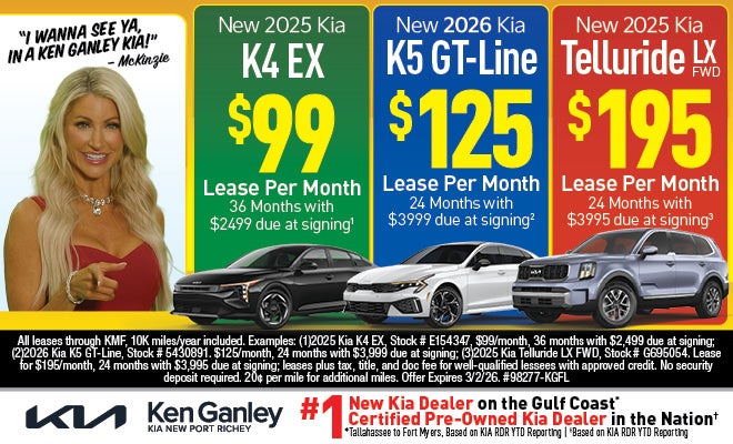 K4 EX, K5 GT-Line and Telluride LX