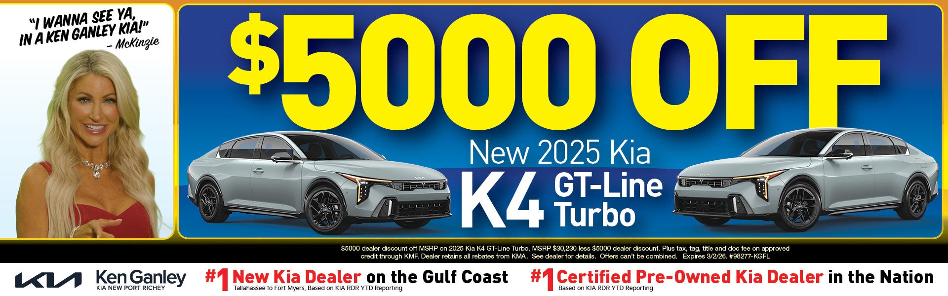 $5,000 Off New 2025 Kia K4 GT-Line Turbo