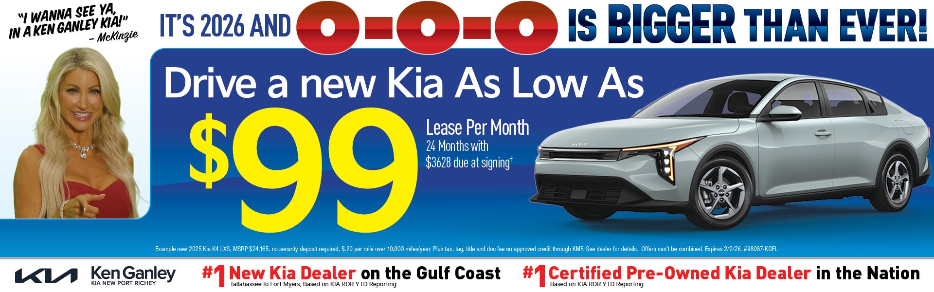 Drive a new Kia as low as $99